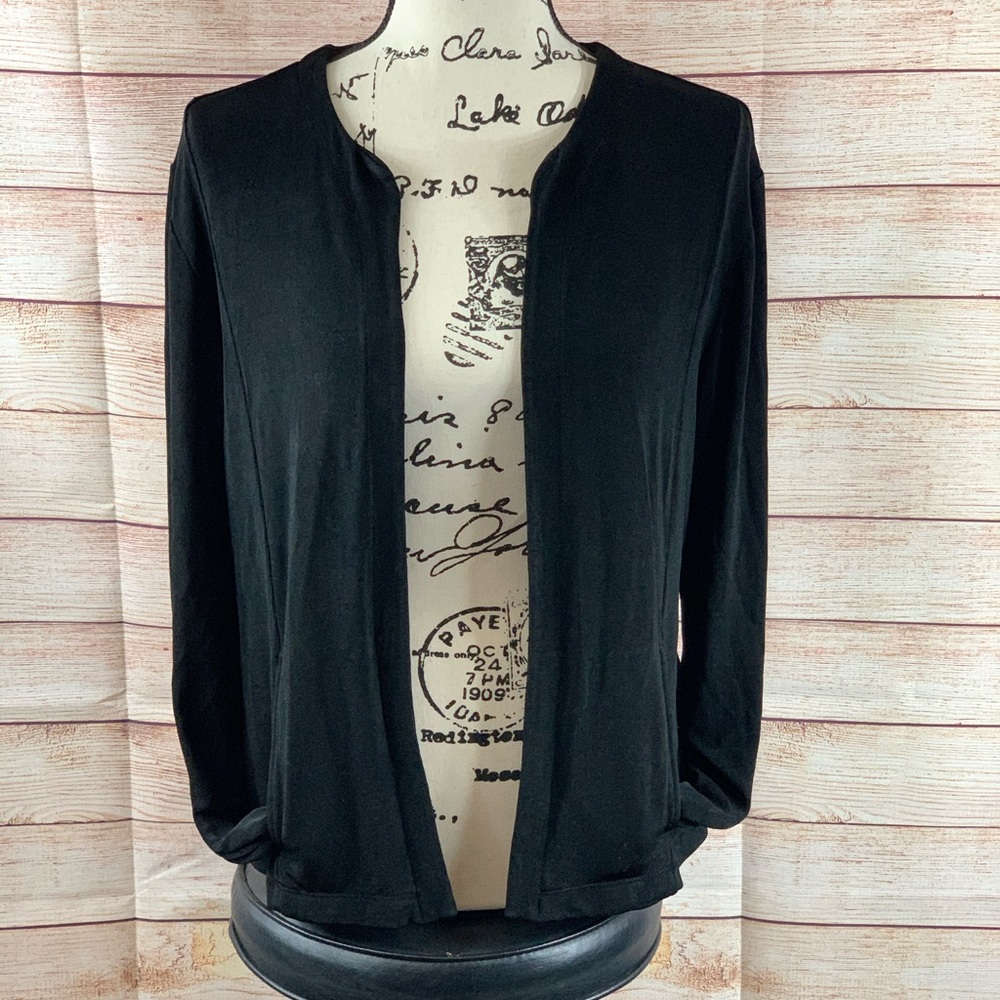 Chicos Travelers Black Open Front Cardigan - Picture 2 of 6